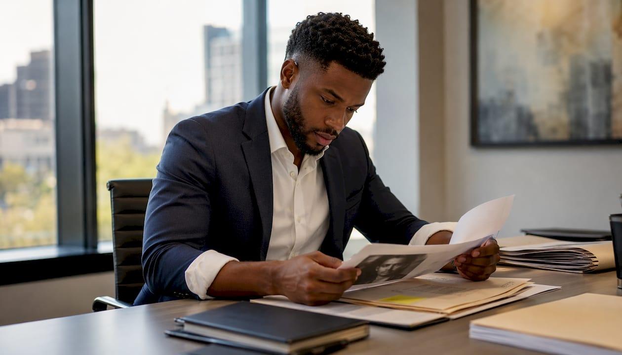 Defense attorney organizing witness tampering case files