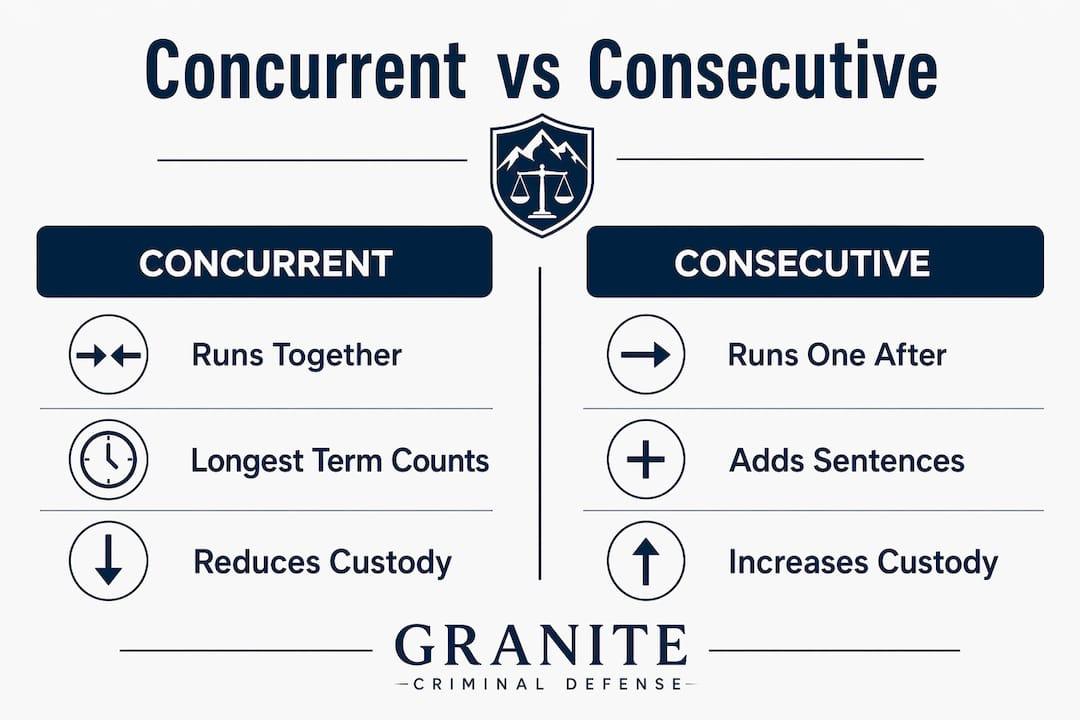 Infographic comparing concurrent and consecutive sentences