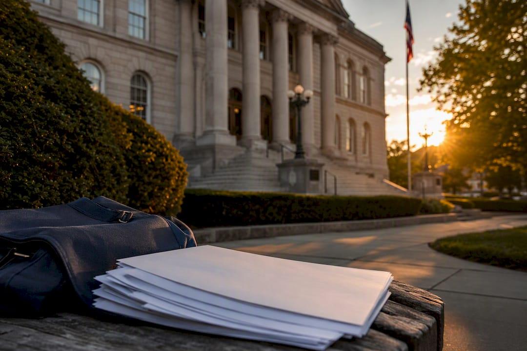 Granite Criminal Defense Granite Courthouse Entrance With Legal Documents