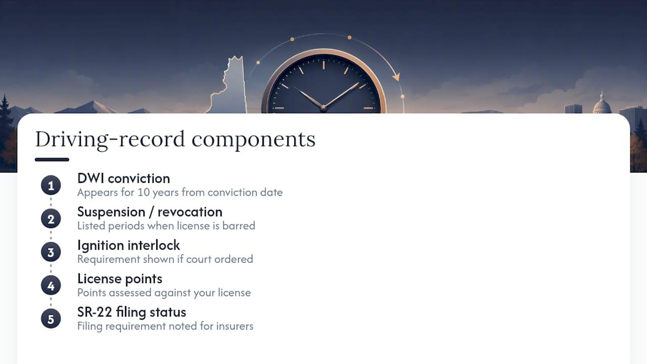 Five components of a New Hampshire DUI driving record