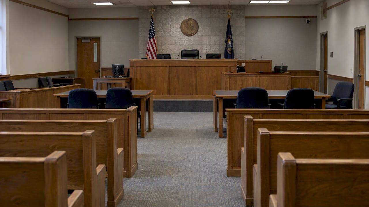 Granite Criminal Defense Empty District Courtroom Arranged For Arraignment